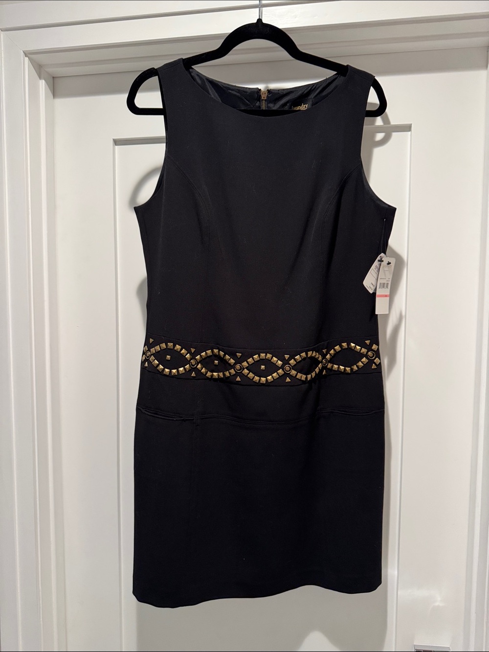 Laundry By Shelli Segal Black Mini Dress with Gold Stud Detail